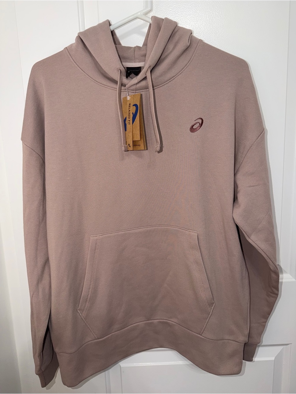 NWT ASICS Sweat Relaxed Pullover Hoodie Small S Fawn Mauve Taupe 2031E699